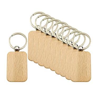 Imagem de YIJU 10 peças em chaveiro de madeira DIY peça de madeira chaveiros chaveiros artesanais chaveiro para fazer, Estilo D 30x45mm