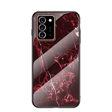 Imagem de OIOMAGPIE Capa de telefone de vidro temperado com padrão de textura de mármore criativo para Samsung Galaxy Note 20 10 9 8 Ultra Pro Plus capa traseira, capa fina antiqueda legal (vermelho, Note 20 Ultra)