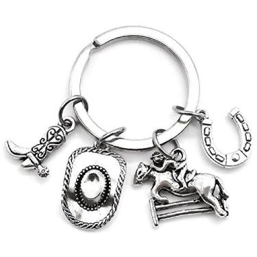 Imagem de Chaveiro de cowboy, chaveiro de cowboy, chaveiro de cowboy, chaveiro de cowboy, chaveiro de ferradura, chaveiro de cavalo, presente para amantes de cavalos, presente para cowboy, presente para cowgirl, chaveiro de cowboy