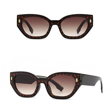 Imagem de Óculos de sol femininos de óculos de sol femininos de armação pequena vintage de luxo rebite gradiente gradiente uv400 óculos de sol femininos da moda, chá preto C3, tamanho único