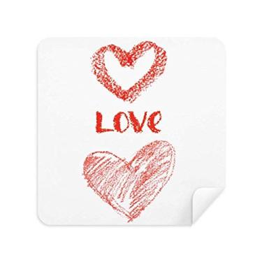Imagem de Love You Heart Red Quote Hand write Pano de limpeza de tela de camurça 2 peças