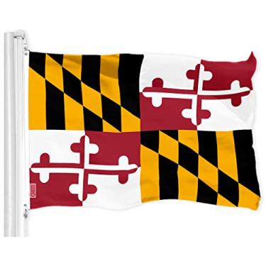 Imagem de G128 Bandeira do estado de Maryland MD | 9,5 x 1,5 m | Poliéster impresso 150D - interior/exterior, cores vibrantes, ilhós de latão, poliéster de qualidade, muito mais grosso mais durável do que poliéster 100D 75D