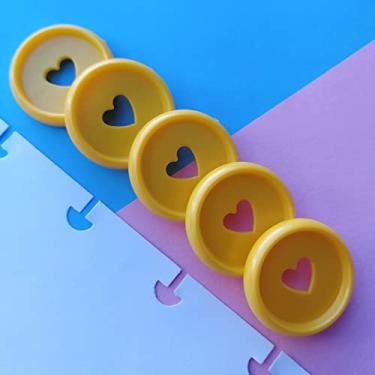 Imagem de Kit 12 Discos M 24mm de Caderno Infinito Sistema Inteligente Amor Infinito Cadernos - Coração (Amarelo Metalizado)