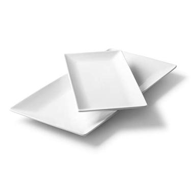 Imagem de Conjunto de bandeja de porcelana branca Roscher com padrão puro (pacote com 2) pratos pequenos e grandes decorativos para cozinha e jantar e decoração de sala estilo clássico de casa de fazenda (pura)