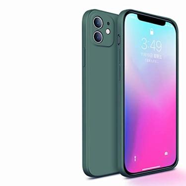 Imagem de Capa quadrada de silicone líquido para iPhone 11 12 13 Pro Max Mini X XR XS Max 7 8 Plus SE Capa traseira, verde escuro, para iPhone XR