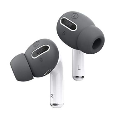Imagem de elago [6 pares] Pontas auriculares AirPods Pro com capa de fones de ouvido integrada compatível com Apple AirPods Pro, encaixe na capa, [3 tamanhos] [Patente dos EUA registrada] (cinza escuro)