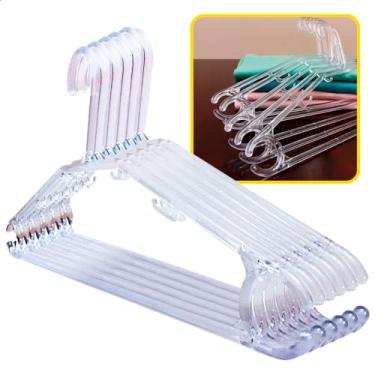 Imagem de Kit Cabides Cristal Acrílico Plástico Reforçados E Antideslizantes Para Adultos Ideal para Calças E Roupas (40)