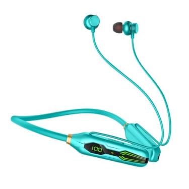 Imagem de Fones de ouvido magnéticos com faixa de pescoço sem fio Bluetooth 5.3 Fones de ouvido com display LED HIFI Headset Sport,Blue