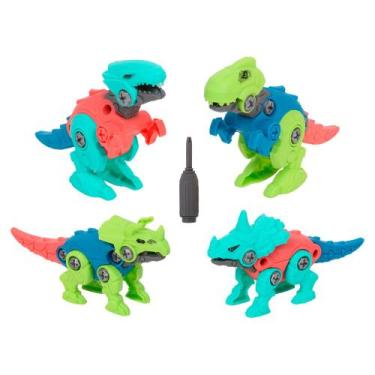 Imagem de Brinquedo Menino Kit Dinossauro Infantil De Montar 4 Peças - Jr Toys