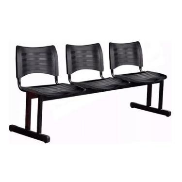 Imagem de Cadeira Longarina Iso 3 Lugares Em Polipropileno Preto - 1950 - MASTCM