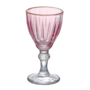 Imagem de Taças Para Licor Dominic Rosa Com Borda Dourada 55ml 6 Peças - Hauskra