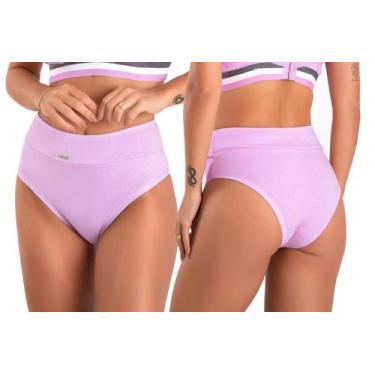 Imagem de Kit 5 Calcinhas Algodão Cintura Alta Cós Duplo Comfort plus culote - B