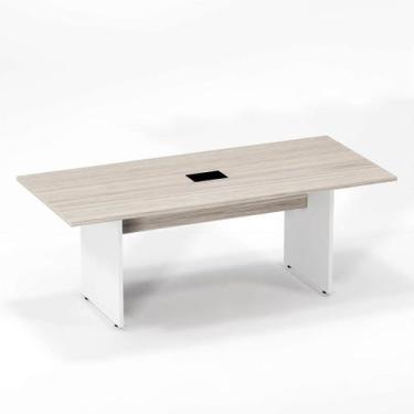 Imagem de Mesa Reunião Power Box Pé Painel P25 Pandin 2,6 M Casablanca e Branco