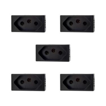 Imagem de Kit 5 Módulo Tomada 20A 250V Preto Borne 615060PT Pial Plus+ - Legrand