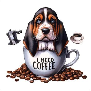Imagem de Transfer Textil Quadrado - Café Cachorro - Litoarte