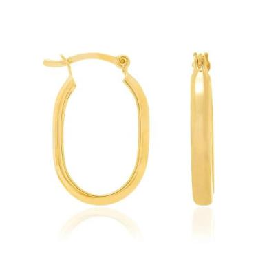Imagem de Brincos Rommanel Argola Lisa Oval Banhado Ouro 520808, Dourado