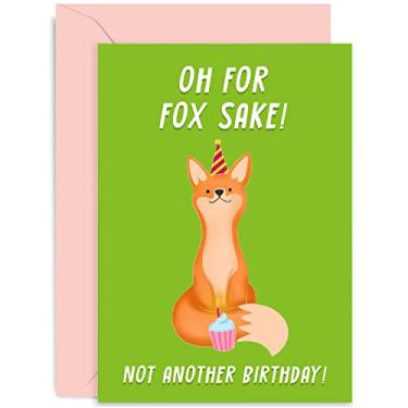 Imagem de Cartão de aniversário engraçado Old English Co. For Fox Sake para ele ou ela - Design fofo de cartão de raposa - Cartão de aniversário de piada para amigo | Em branco dentro com envelope