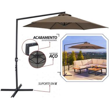 Imagem de Guarda Sol Grande Ombrelone de Jardim, Varanda e Piscina BEL Veneza 3 Metros Gira 360° com Acionamento por Manivela