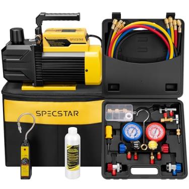 Imagem de SPECSTAR Bomba de vácuo de ar HVAC de palheta rotativa de estágio único 5 CFM