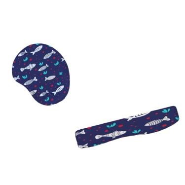 Imagem de Kit Mouse Pad E Apoio Teclado Ergonômico Peixe No Mar