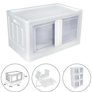 Imagem de Caixa Organizadora Multiuso Dobrável Porta Dupla 30L Branco - Arqplast