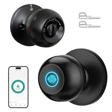 Imagem de DSJJBLL Fechadura de porta com impressão digital, maçaneta inteligente com fechadura, fechadura biométrica com controle de aplicativo e chave, fechaduras de porta sem chave para quartos, porta da