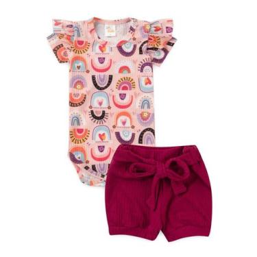Imagem de Conjunto Body Canelado Curto Menina - Arco íris - Ame Kids, P