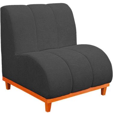 Imagem de Namoradeira Marselha Base De Madeira Para Sala Hotel Tecido Boucle Cor Cinza Chumbo