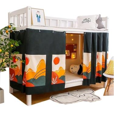 Imagem de Navhao Cortinas De Tecido Para Beliche Inferior Com 2 Painéis, Dossel Estudantes, Redes Sombreamento Cama Solteiro, 45,3 X 78,7 Pol.