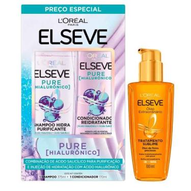 Imagem de Kit Elseve Kit Shampoo 375ml + Condicionador Hialurônico Pure 170ml + 