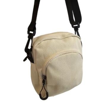 Imagem de Bolsa Transversal em Poliéster, 16cm x 14cm x 5cm, Shoulder Bag Lisa com Alça Ajustável, Bege