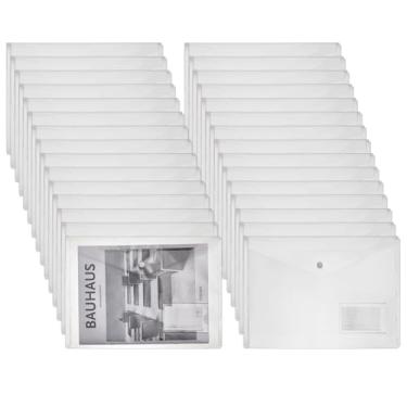 Imagem de FINGERINSPIRE 30 envelopes de plástico transparente A4 32,5 x 23,5 cm sacos de armazenamento de documentos transparentes bolsos de arquivo com botão de pressão para escola, escritório e organização