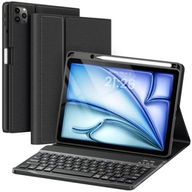 Imagem de iPad Air 5th 4th Generation Case with Keyboard 10.9 inch,Pro 11 1st/2nd/3rd/4th with Pencil Holder(2022/2021/2020/2018),Removable Wireless Keyboard Smart Folio Tablet Cover Pen Charge(Black)