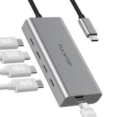 Imagem de PULWTOP Hub Usb C de 5 Portas 10 Gbps para Laptop, Entrega de Energia do Hub Usb C com 100 W Pd (Não Suporta Monitor) Adaptador Multiporta Usb C para Usb C Hub para Macbook Pro, Chromebook, Imac, Xps