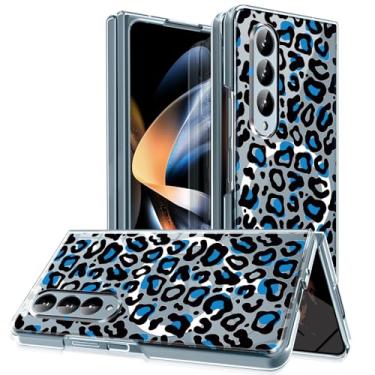 Imagem de MIDIIUGCT Capa magnética para Galaxy Z Fold 4, círculo magnético integrado e carregamento sem fio, capa à prova de choque de grau militar para Z Fold 4 [estampa de leopardo azul] MUS-CXDZ-06-01