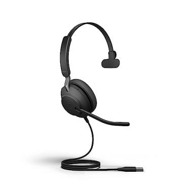 Imagem de Jabra Fone de ouvido Evolve2 40 SE com fio mono cancelamento de ruído - Possui tecnologia de chamada de 3 microfones e cabo USB-A - Certificado MS Teams, funciona com todas as outras plataformas -