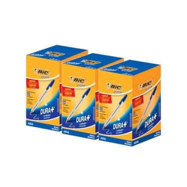 Imagem de Kit 3 Caixas Caneta esferográfica Cristal Dura mais - Azul 1.0mm - Escrita Macia