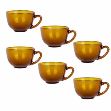 Imagem de Conjunto 6 Xícaras de Vidro Âmbar Pera 225ml Estilo Retrô