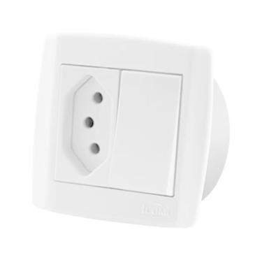 Imagem de Interruptor Simples Tomada 10A Dupla Para Móveis Ilumi Slim