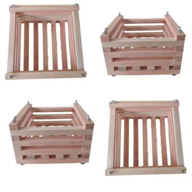 Imagem de Kit 4 Cachepô De Madeira Quadrado Orquídeas E Plantas Tam G - Orquiflo