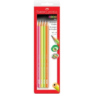 Imagem de Lápis grafite N2 Ecolápis Cores Neon Faber Castell blister com 4 unida