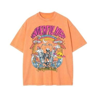 Imagem de Camiseta Feminina Oversized Confortável Com Estampa De Esqueleto Borbo