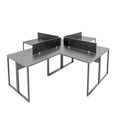 Imagem de Escrivaninha Ilha em L Estação de Trabalho Mesa Industrial 240x78cm Preto