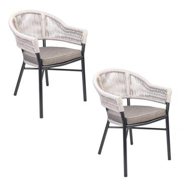 Imagem de Kit 2 Cadeiras Área Externa de Alumínio Bear com Corda Naútica Grafite/Amêndoa G56 - Gran Belo