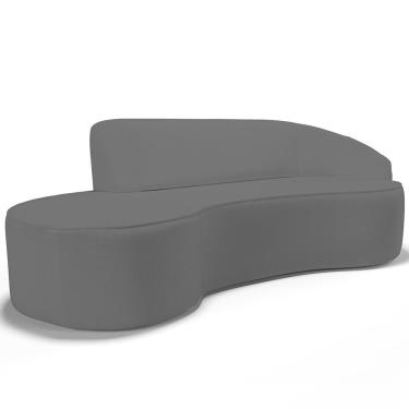 Imagem de Sofá 3 Lugares Curvo Sala de Estar Living Firenze Direito D02 Corano Cinza 180 cm C-03 - Lyam