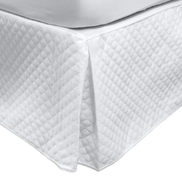 Imagem de Cama box acolchoada com saia, cama de solteiro, casal, queen, king, janela, quarto arrumado (Branco,Solteiro)