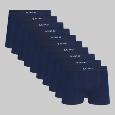 Imagem de Kit 10 Cuecas Lupo Boxer Micromodal Sem Costura 00661, Azul marinho, G