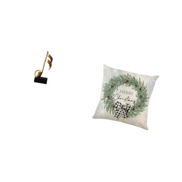 Imagem de Fenteer Escultura Criativa de Nota Musical em Resina, Enfeite de Mesa E Capa de Almofada de Poliéster de Natal para Mesa, Sofá, Lareira, Decoração de Casa E E