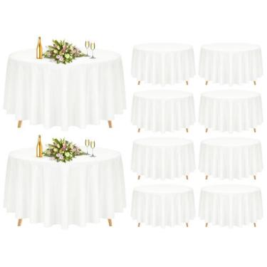 Imagem de Toalha de mesa Pesonlook Ivory Poliéster 229 cm redonda (pacote com 10