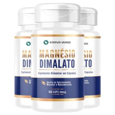 Imagem de 3 Potes Magnésio Dimalato Alta Concentração 100 Cáps - Suplemento Natu